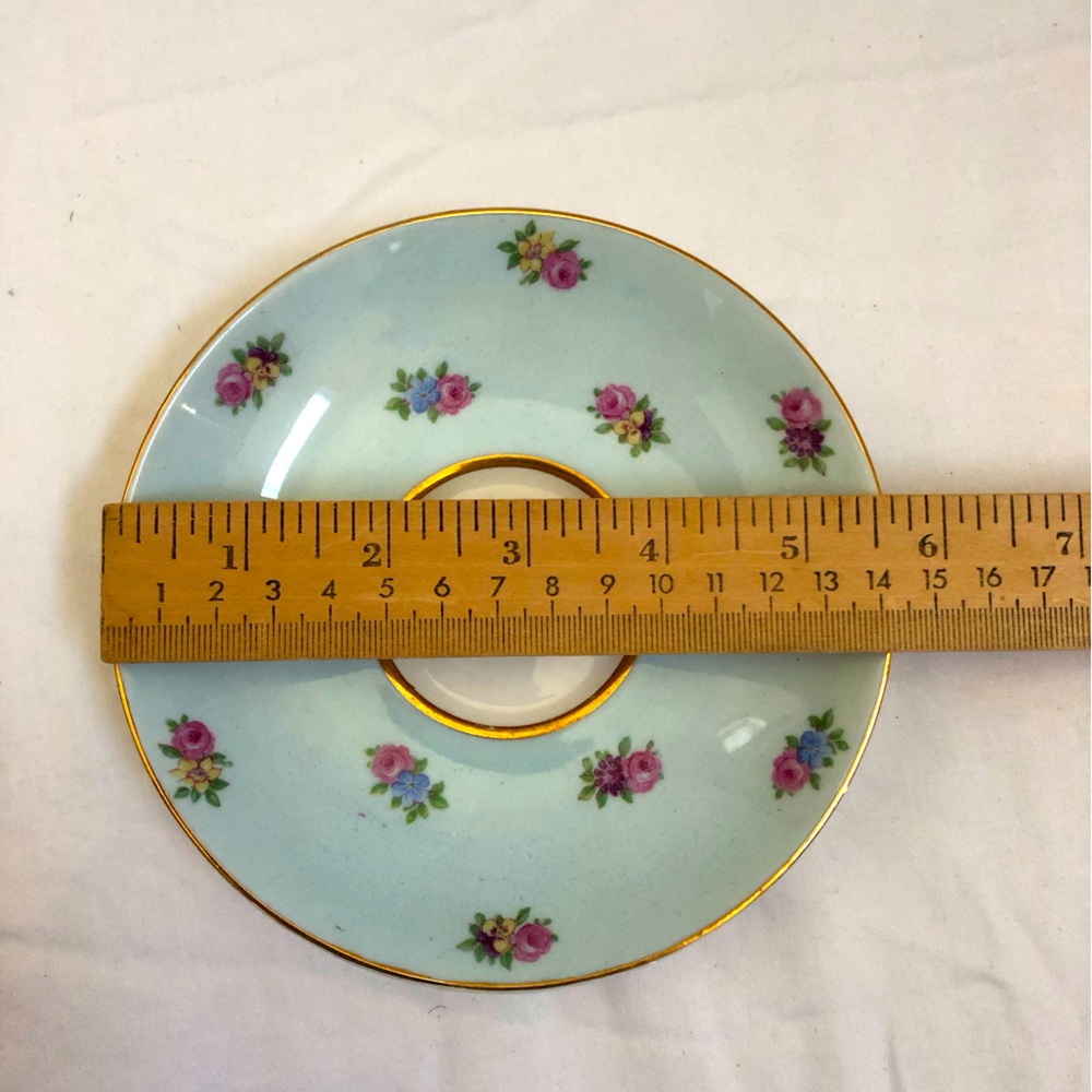 Colclough China Tea Cup Saucer Sky Blue Scattered Floral Buds Gold Edge England - Picture 14 of 15